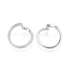 Orecchini a cerchio in ottone micro pavé di zirconi cubici trasparenti&nbsp;X-EJEW-T048-38P