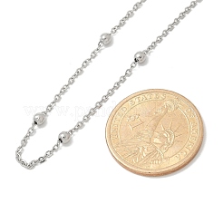 Collares de cadena de cable con bolas de latón para mujer&nbsp;NJEW-M051-01P