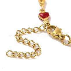 304 Edelstahl Emaille bunte Herz Link Ketten Armbänder für Frauen&nbsp;BJEW-B079-01G