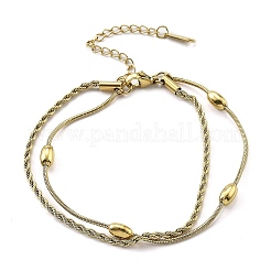 Pulseras de cadena de cuerda de acero inoxidable 304&nbsp;BJEW-R003-04G-01