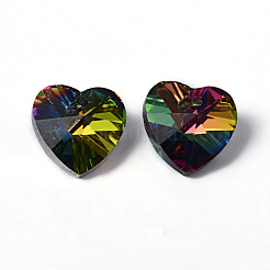 Coeur électrolytique pendentifs en verre à facettes&nbsp;X-EGLA-R082-04
