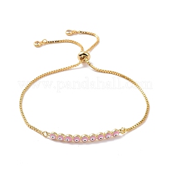Emaille-Evil-Eye-Link-Slider-Armband mit Zirkonia&nbsp;BJEW-E015-06G-M