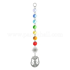 Colgante de acero inoxidable 201 con decoración de loto para yoga&nbsp;HJEW-JM01100