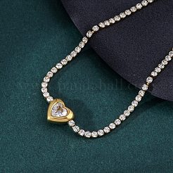 304 Edelstahl-Gliederkettenarmbänder mit Zirkonia für Damen&nbsp;NJEW-Z067-01G-02
