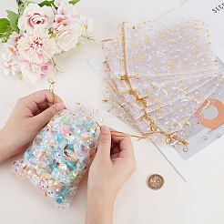 50 x Organza-Geschenkbeutel mit Kordelzug und Mond- und Stern-Motiv&nbsp;OP-BBC0001-03C-01
