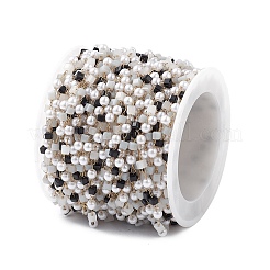 Cubo e vetro rotondo e catene di perline imitazione perla abs&nbsp;CHS-P016-43G-04