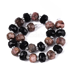 Colliers de perles d'obsidienne naturelle et de rhodonite&nbsp;G-Q614-03A-03