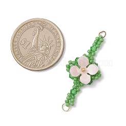 3 breloque connecteur en forme de fleur en acétate de cellulose (résine) et perles de verre&nbsp;PALLOY-MZ01006