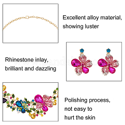 Collana con ciondolo a forma di fiore della vita con strass colorati e orecchini pendenti&nbsp;SJEW-AN0001-12