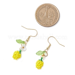 Boucles d'oreilles pendantes en forme de pomme avec perles de verre faites à la main&nbsp;EJEW-MZ00575-03