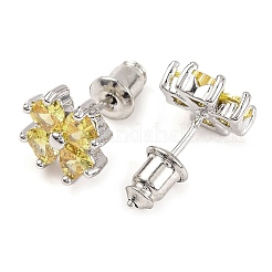 Boucles d'oreilles trèfle en zircone cubique&nbsp;EJEW-I304-14P-03