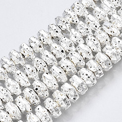Brins de perles de pierre de lave naturelle galvanisées&nbsp;G-T114-66S