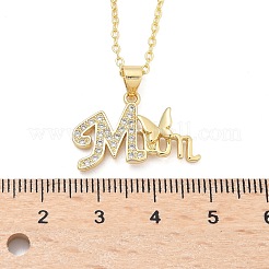 Colliers avec pendentif en laiton micro pavé et zircone cubique transparente pour la fête des mères pour femmes&nbsp;LS-NJEW-Q021-01A-G