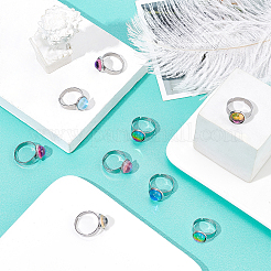 16 Stück 8 Farben halbrunder verstellbarer Ring aus K9-Glas&nbsp;RJEW-DC0001-13