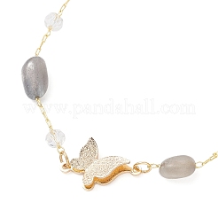 Colliers faits à la main en verre et en pépites de labradorite naturelle&nbsp;BJEW-JB12461-02