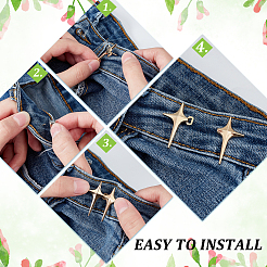 8 Satz verstellbare Jeansknopfnadeln aus glitzernder Sternform in 4 Farben aus Legierung&nbsp;DIY-FG0004-87