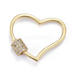 Messing Micro Pave klare Zirkonia Schraube Karabiner Schloss Charms&nbsp;ZIRC-E164-05G