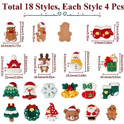 72 Stück 18 Stile Weihnachtsharz Decoden Cabochons&nbsp;RESI-SC0005-75
