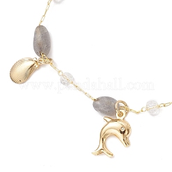 Bracciali a maglie in labradorite naturale per donna&nbsp;BJEW-JB12116-03