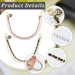 2 stücke 2 farben pu leder & kunststoff perle telefon hand strap ketten&nbsp;AJEW-CN0003-47A
