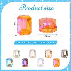 104 pièces 8 couleurs galvanoplastie perles de verre transparentes brins&nbsp;EGLA-PH0001-55