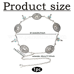 1 Stück ovale Gliederkette aus Legierung im tibetischen Stil mit Rinderschädelkopf für Taille und Bauch&nbsp;AJEW-DC0003-23AS