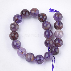 Hilos de cuentas de cuarzo fantasma púrpura natural y cuarzo lodolita púrpura&nbsp;G-S333-12mm-030-01