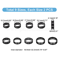 18 Stück 9 Größen 201 Edelstahl geriffelte Fingerringfassungen&nbsp;STAS-UN0049-98EB