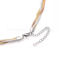 Colliers à maillons cubains tressés en acier inoxydable 304 bicolore de 5.5 mm&nbsp;NJEW-N058-03GPRG