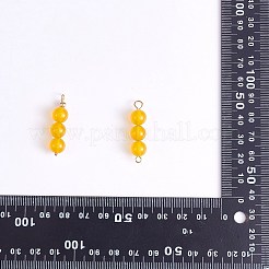 10 Uds. Encantos de conector de cuentas redondas de jade de Malasia natural triple&nbsp;PALLOY-SW00003-05