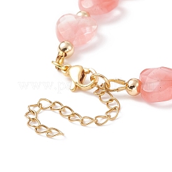 Braccialetto di perline a forma di cuore in vetro di quarzo ciliegia sintetico&nbsp;BJEW-JB08697-05