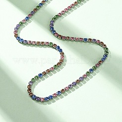 Colliers à chaîne en acier inoxydable 304 avec strass de 3 mm pour femmes&nbsp;NJEW-G175-01P-01