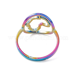 Bague ajustable en acier inoxydable 201 avec placage ionique (IP) et carte de l'Afrique creuse pour femme&nbsp;RJEW-C045-04M
