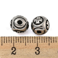 Perles rondes en acier inoxydable 304 avec croix&nbsp;STAS-E214-01AS-01