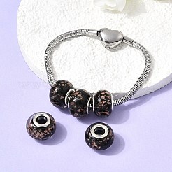 Handgefertigte Murano Goldsand-Effekt Europäischen großes Loch Rondelle Korn&nbsp;LPDL-M013-10