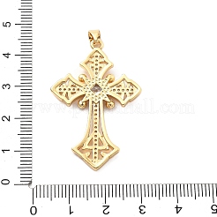 Crémaillère en laiton plaqué avec pendentifs en zircone cubique et perle d'imitation ABS&nbsp;KK-Q017-07E-G