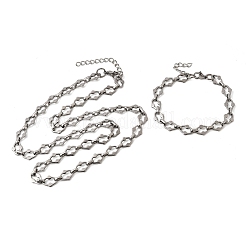 Conjuntos de joyería de pulsera y collar de cadena de eslabones de acero inoxidable 304&nbsp;SJEW-L199-20P