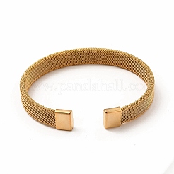 Offener Armreif aus 304 Edelstahl mit flachen Maschenketten für Damen&nbsp;BJEW-C0033-06