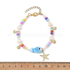 Bracelets à breloques en forme d'étoile de mer en acier inoxydable 304&nbsp;BJEW-JB14275