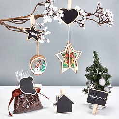 24 pince à tableau noir en bois de 6 styles&nbsp;DIY-GF0003-59