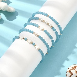 Ensemble de bracelets extensibles en jade blanc teint naturel&nbsp;BJEW-JB09495-05