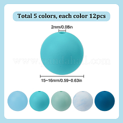 60 Stück 2 Stile runde Silikon-Fokusperlen mit fluoreszierenden Acrylperlen&nbsp;SIL-SP0001-01B