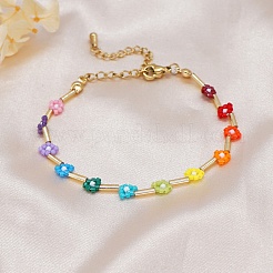 Bracciale da donna con perline di fiori di margherita con semi di vetro miyuki&nbsp;BJEW-A121-66