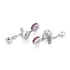 Europäische Anhänger aus Messing mit Mikropavé-Fassung und tiefrosa Zirkonia&nbsp;KK-N287-18P