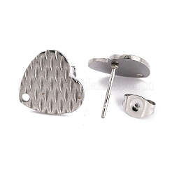 Boucles d'oreilles à tige en acier inoxydable 304 en forme de cœur&nbsp;LS-EJEW-O104-11P