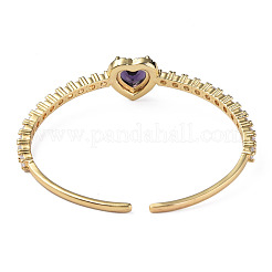 Bracelet manchette ouvert coeur zircone cubique&nbsp;BJEW-N012-031C