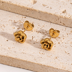 Pendientes de rosa de acero inoxidable 304 para mujer&nbsp;UH3805-3