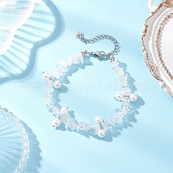 3 bracciale con perline rotonde in scaglie di pietre preziose naturali e conchiglie di vetro&nbsp;BJEW-JB12303
