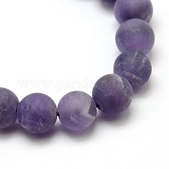 Gefrostet natürlichen Amethyst runde Perle Stränge&nbsp;G-M064-8mm-13