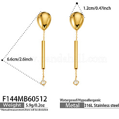 Orecchini pendenti a perno in acciaio inossidabile chirurgico 316L e zirconi cubici trasparenti&nbsp;WG6479C-01